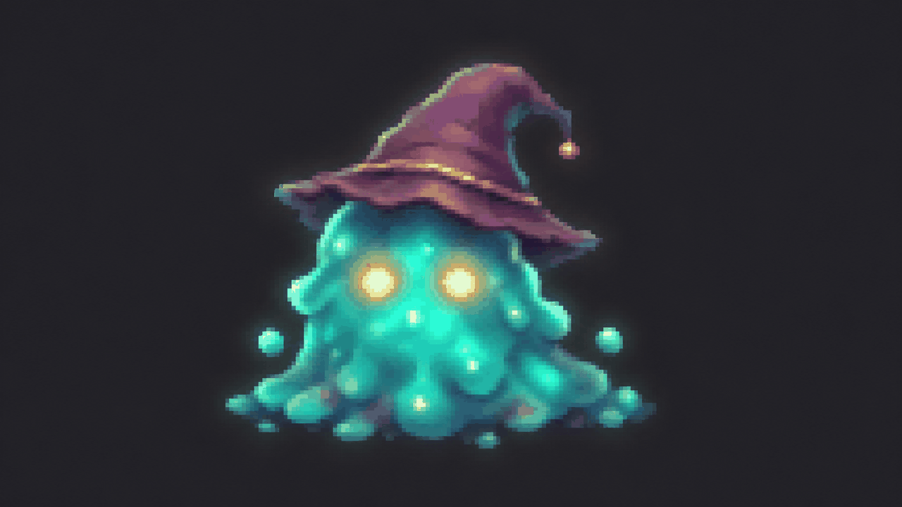 A soft, blurry AI-generated creature that resembles pixel art but has anti-aliased edges and off-grid blocks.